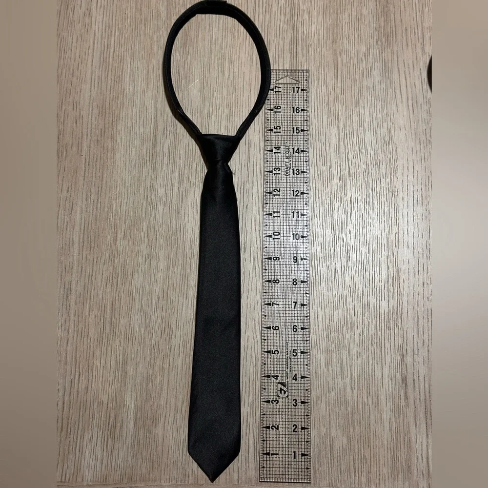 Classic Black Kids Pre-Tied/ zipper Necktie (2” wide)